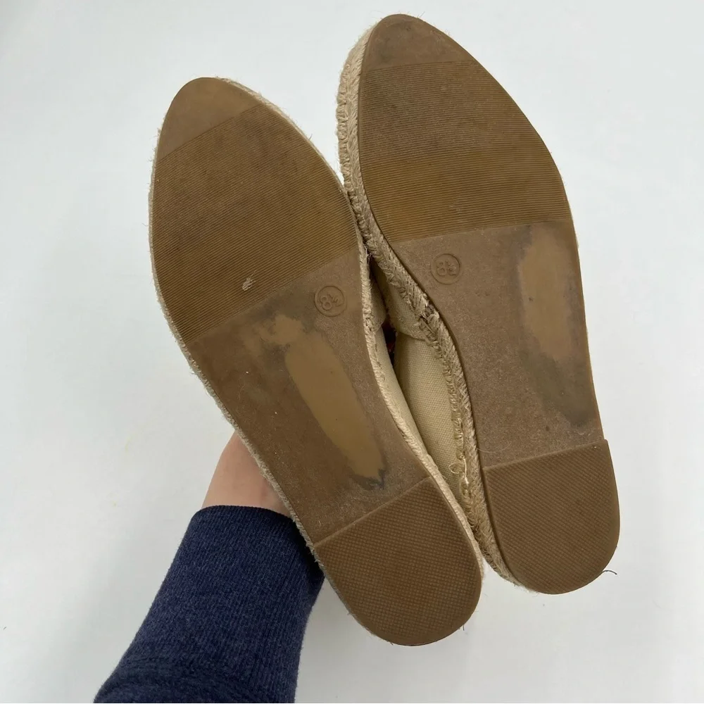 A New Day Maggie Black Toe Cream Espadrille Flats Size 8.5